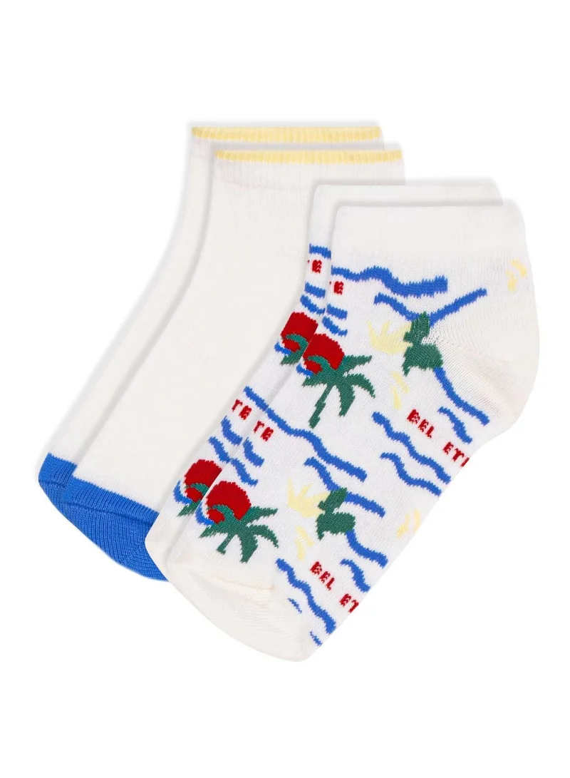 بيتي باتو Children's palm tree-print cotton socks - 2-pack